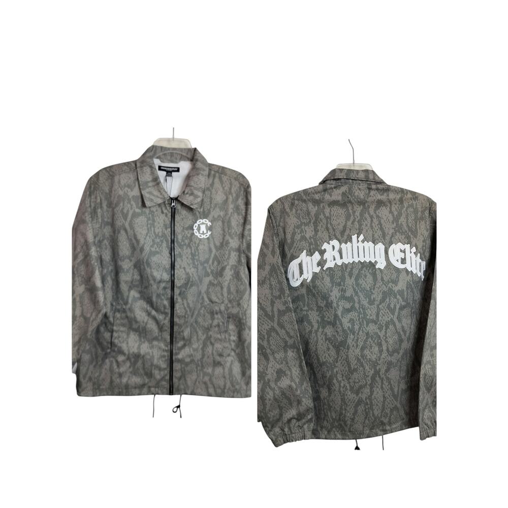 M991)Crooks & Castles Men's Snake Skin Twill Military Shacket Medium